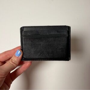 Coach Men’s Black Leather Card Holder Wallet w/ Money Clip – Used, Refurbishable